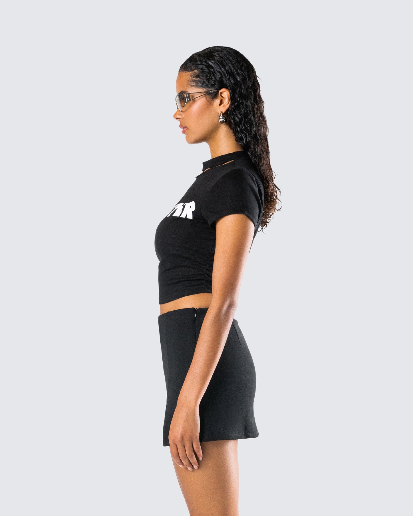 Monte Black Jersey Graphic Top