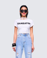 Monte White Jersey Graphic Top