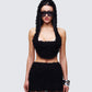 Women's black halter top front view – FINESSE