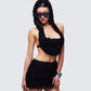 Women's black halter top styled on model – FINESSE