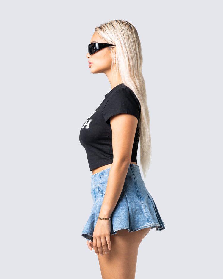 Malu Black Jersey Graphic Top