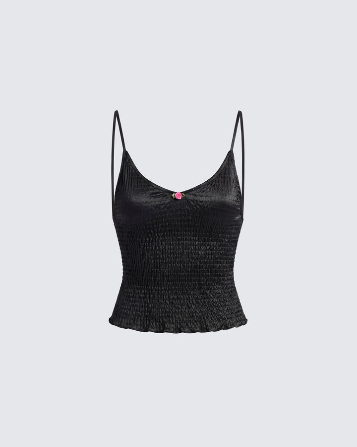 Mollie Black Rosette trim Cami product front