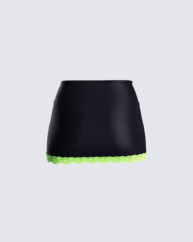Nadya Black Satin Mini Skirt