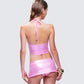 Naijah Pink Metallic Tankini Top