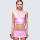 Naijah Pink Metallic Tankini Top
