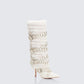 Namira Cream Fur Knee High Buckle Strapped Boot