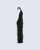 Nandi Black Ruffle Maxi Dress – FINESSE