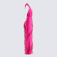 Nandi Hot Pink Ruffle Maxi Dress