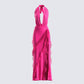 Nandi Hot Pink Ruffle Maxi Dress