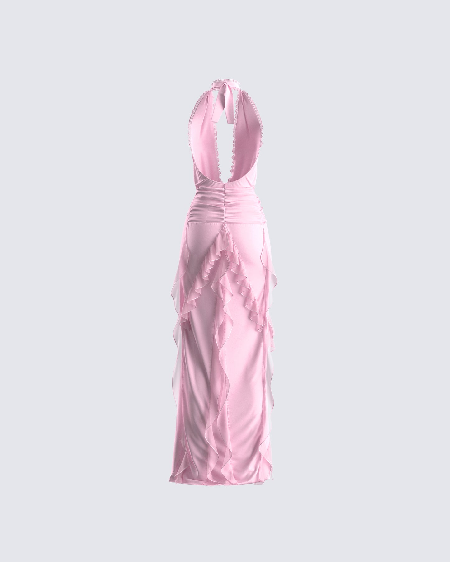 Nandi Pink Ruffle Maxi Dress