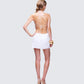 Navi Ivory Embroidered Open Back Mini Dress