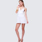Navi Ivory Embroidered Open Back Mini Dress