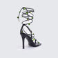 Naya Black Sequin Lace Up Heels - back view
