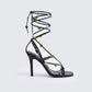 Naya Black Sequin Lace Up Heels - side view