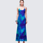 Naya Blue Printed Mesh Maxi Dress model front