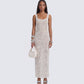 Nayela White Mesh Maxi Dress model front