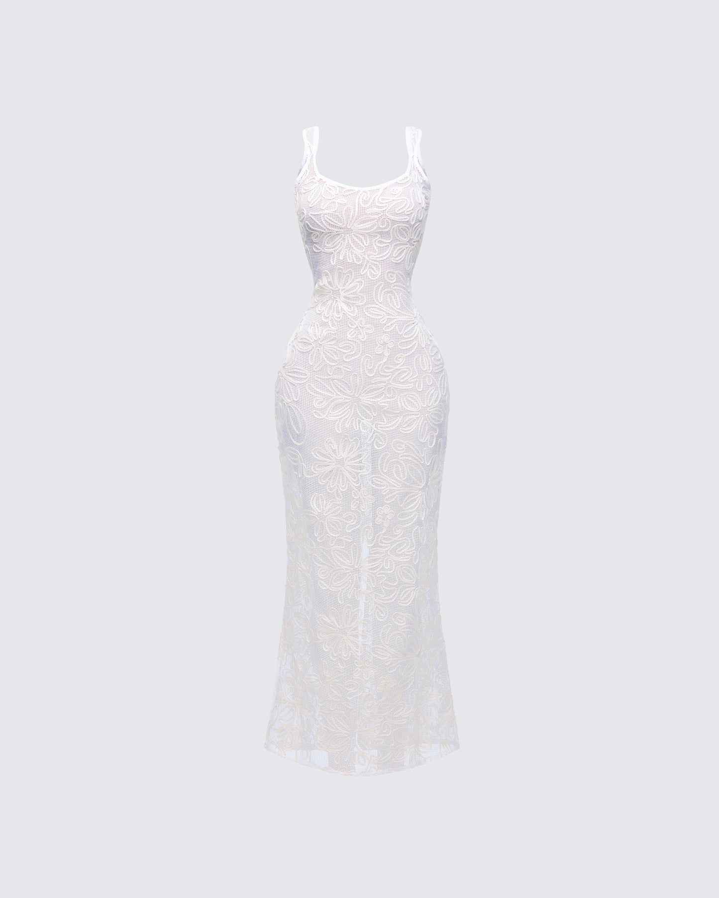 Nayela White Mesh Maxi Dress product front
