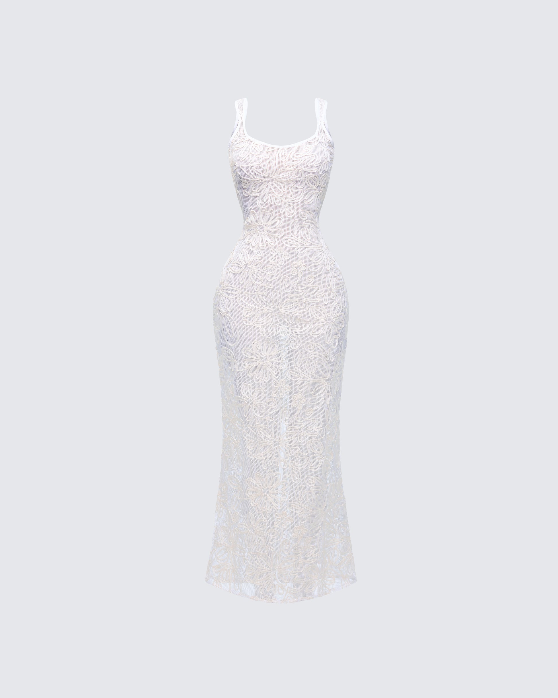 Nayela White Mesh Maxi Dress product front