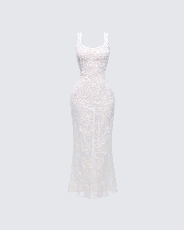 Nayela White Mesh Maxi Dress product front