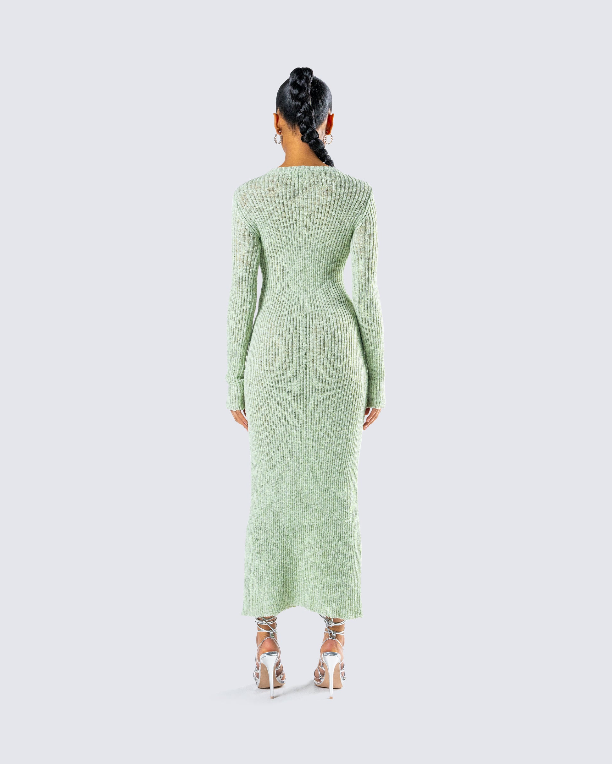 Green Ribbed Midi Dress Green Ribbed Midi Dress