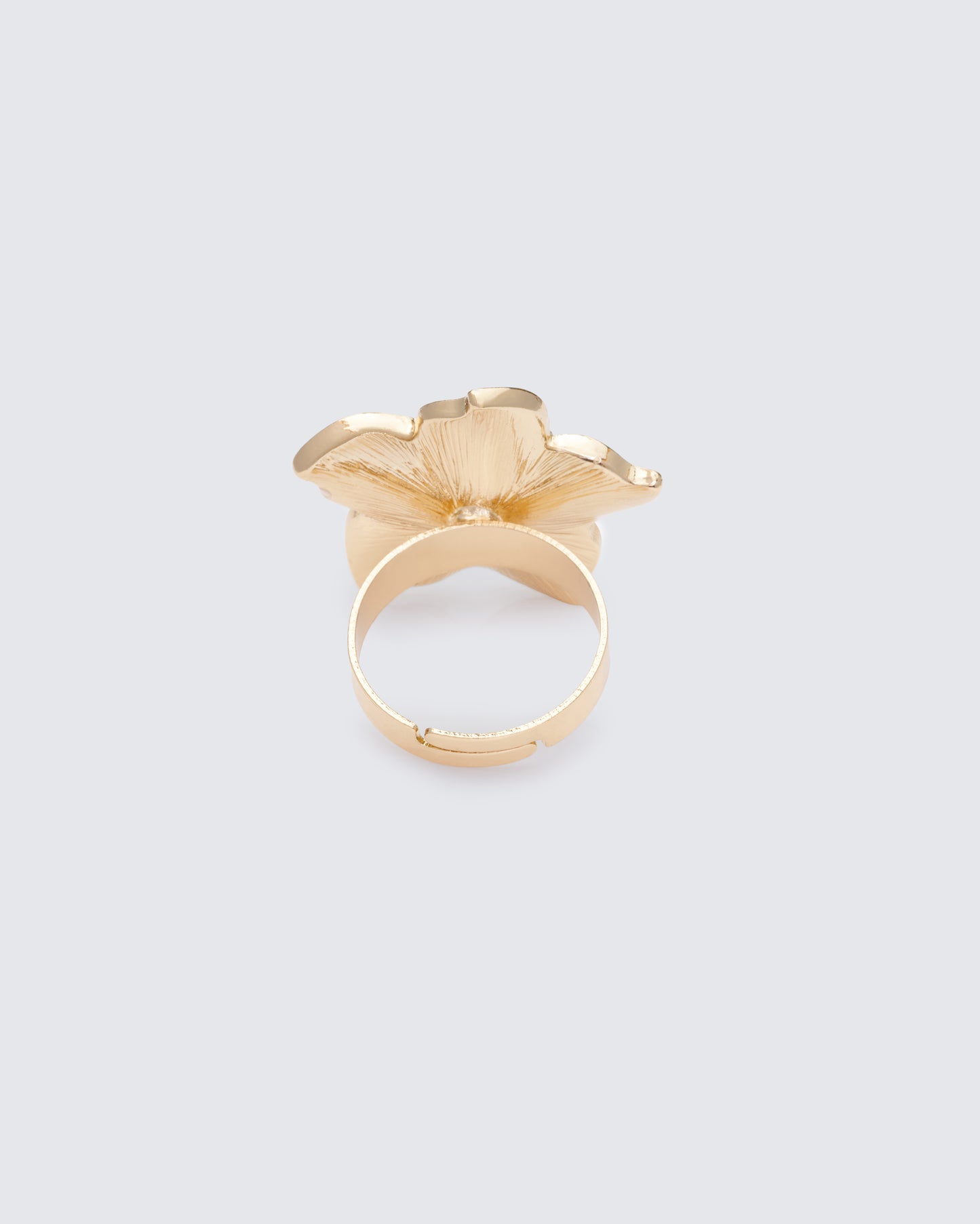 Nemyra White Sculpted Flower Adjustable Ring