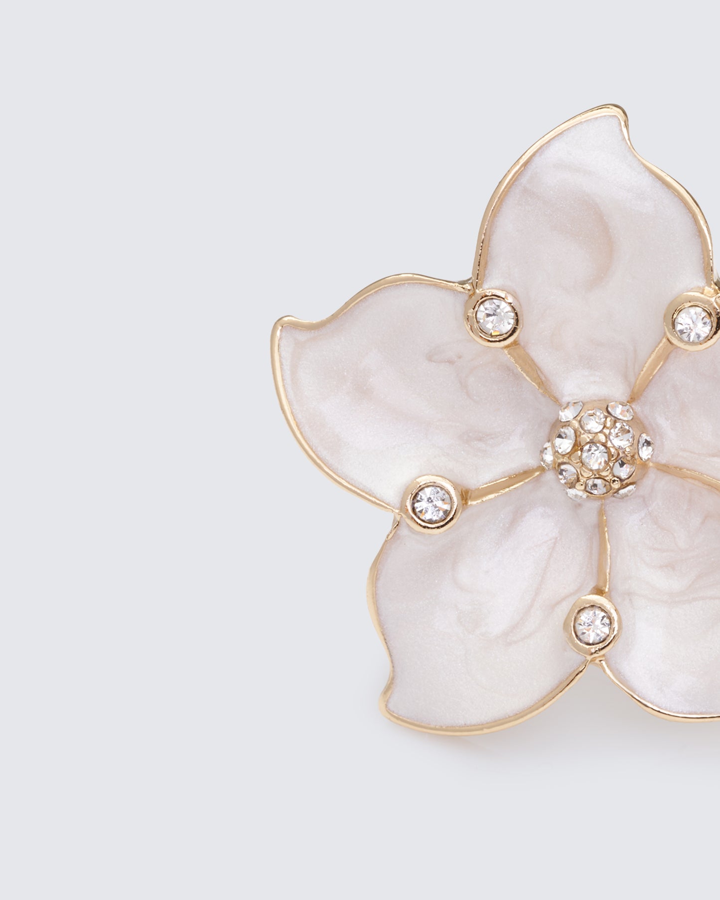 Nemyra White Sculpted Flower Adjustable Ring