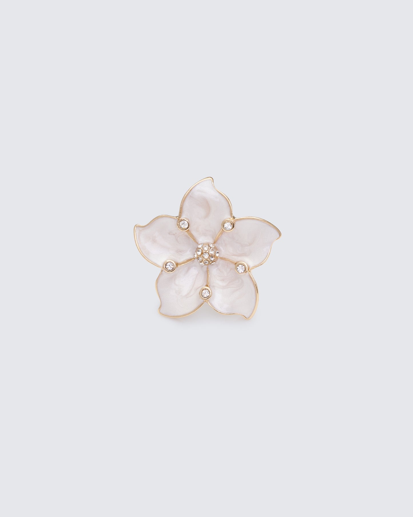 Nemyra White Sculpted Flower Adjustable Ring