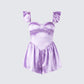 Nett Lavender Satin Ruffle Romper