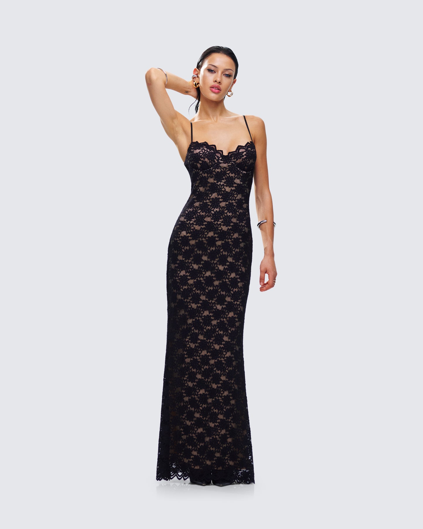 Nevaeh Black Lace Maxi Dress