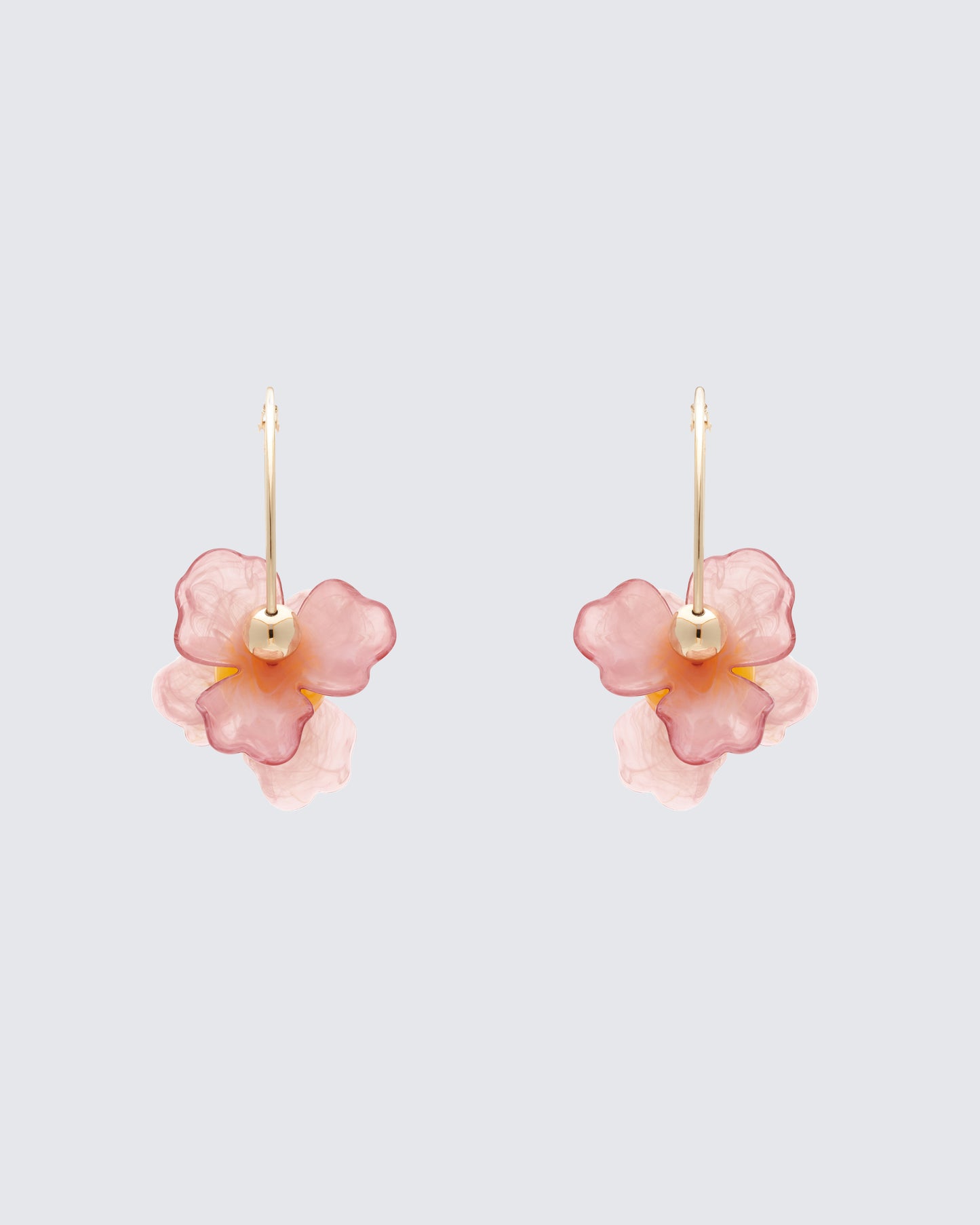 Neveah Pink Flower Hoop Earrings