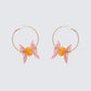 Neveah Pink Flower Hoop Earrings