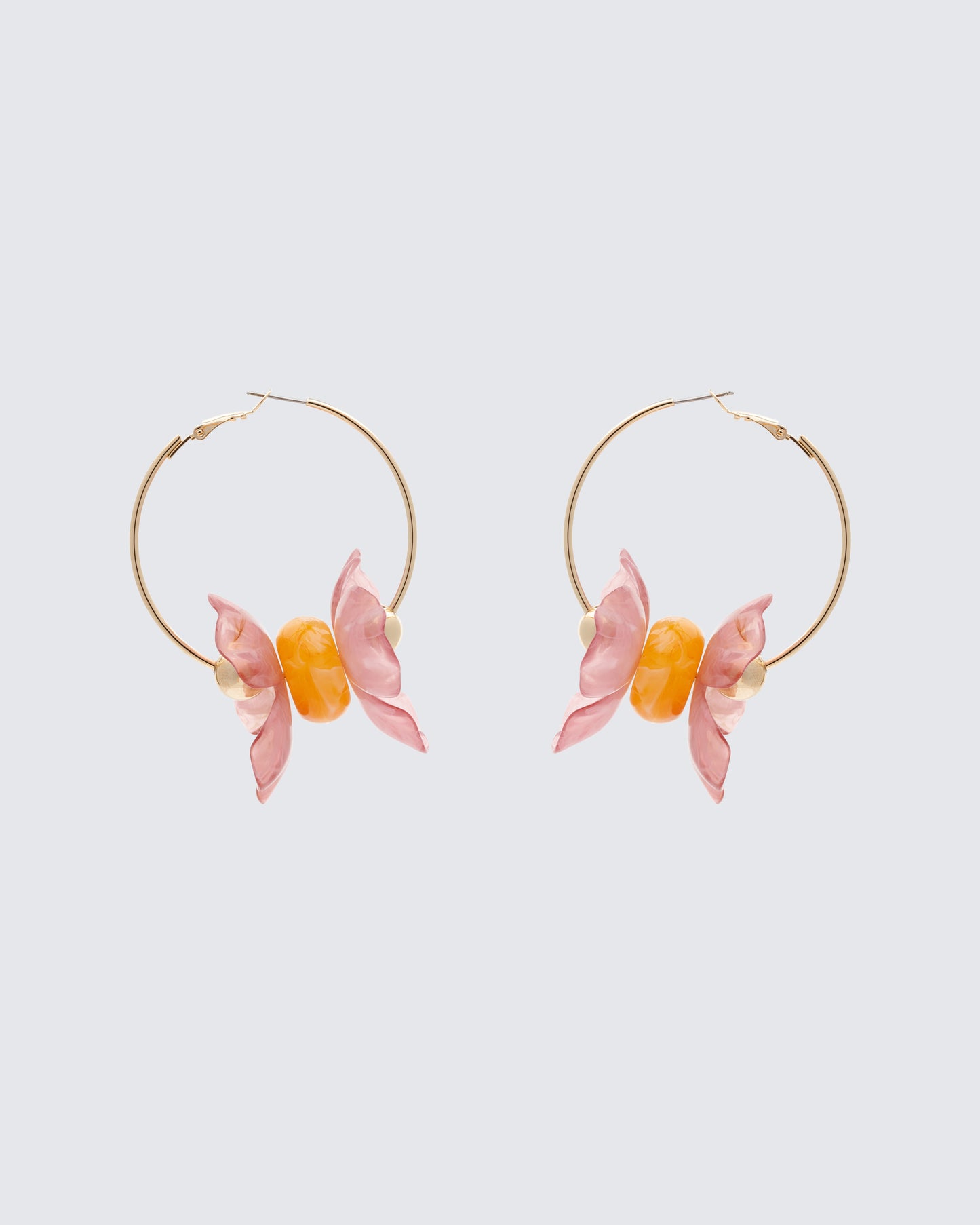 Neveah Pink Flower Hoop Earrings