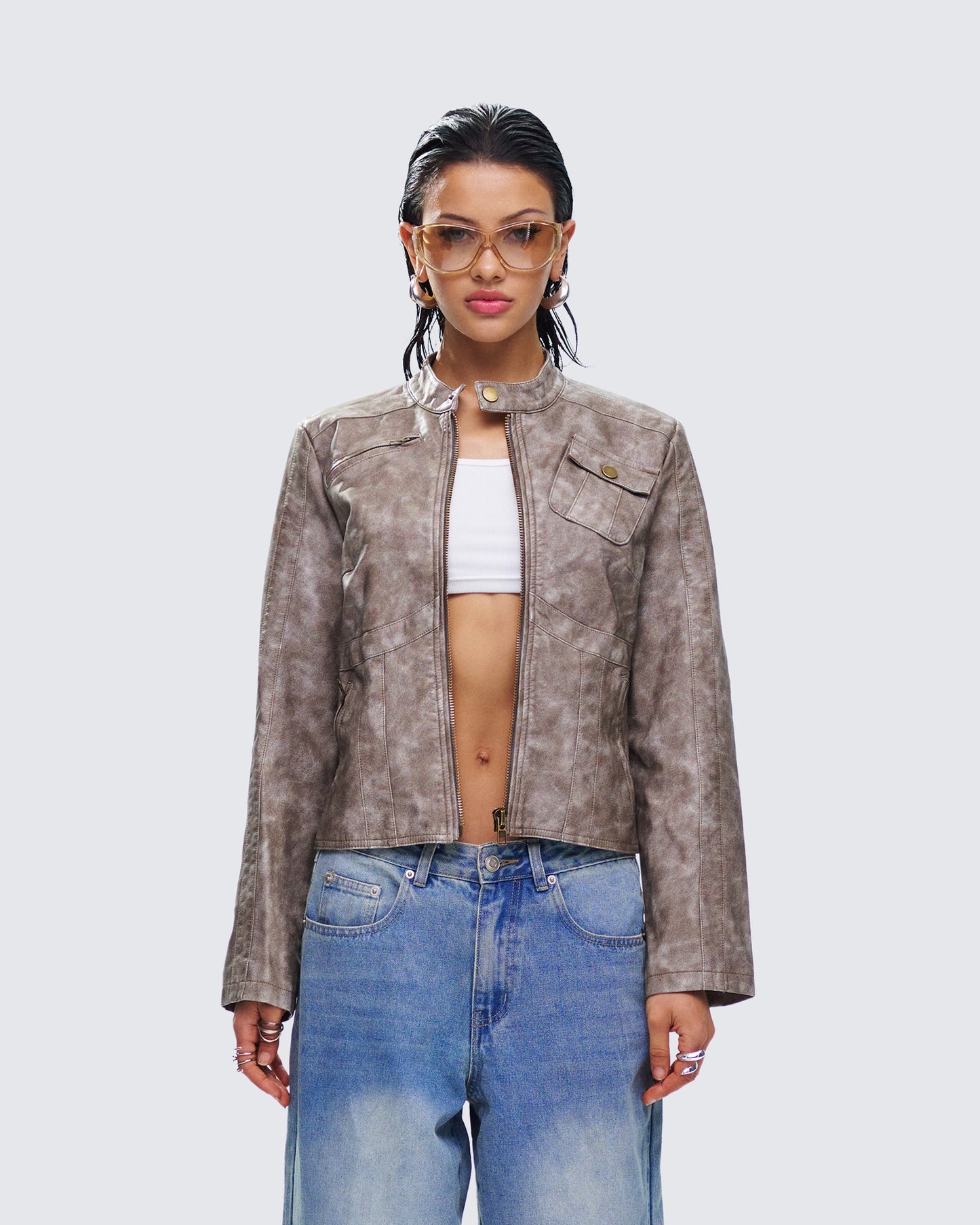 Nevelle Sage Wash Faux Leather Jacket