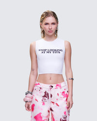 Nicolette White Rib Graphic Top