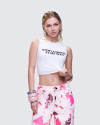Nicolette White Rib Graphic Top