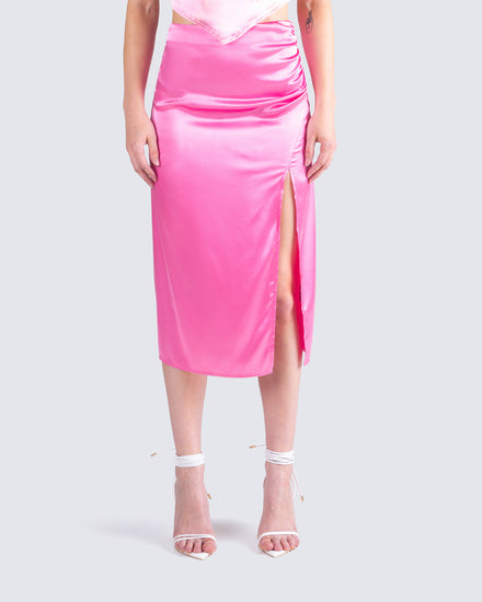 Nikita Pink Satin Midi Skirt