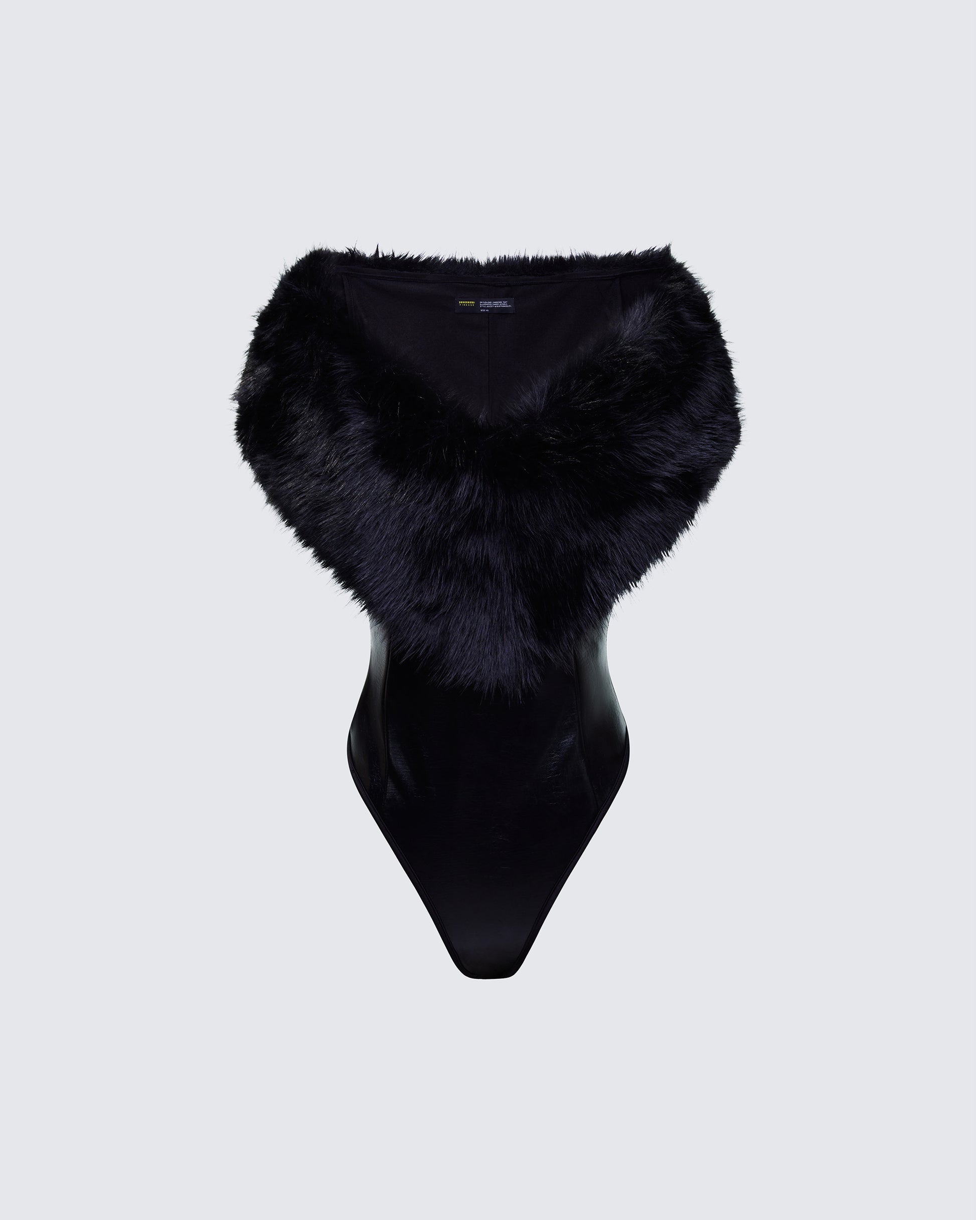 Nina Black Fur Trim Bodysuit product front