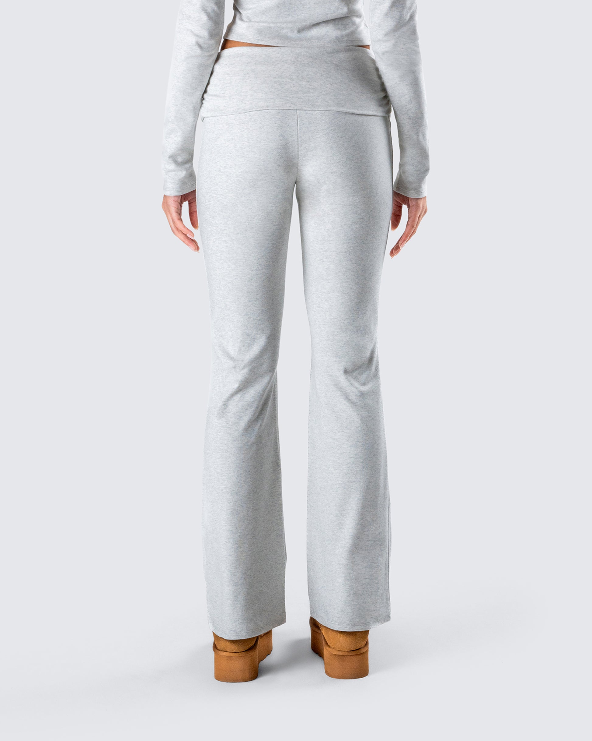 yoga dress pants Grey Foldover Flare Leggings