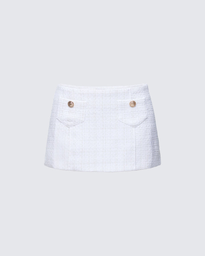 Nomi White Tweed Mini Skirt product front
