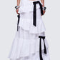 Noura White Poplin Tiered Maxi Skirt model front