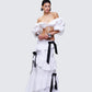 Noura White Poplin Tiered Maxi Skirt