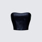 Novia Black Vegan Leather Corset Top product front