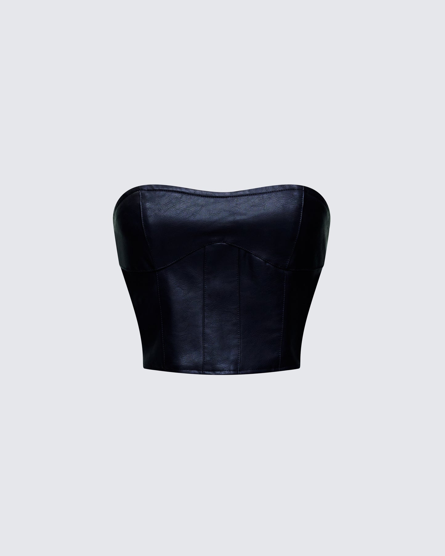 Novia Black Vegan Leather Corset Top product front