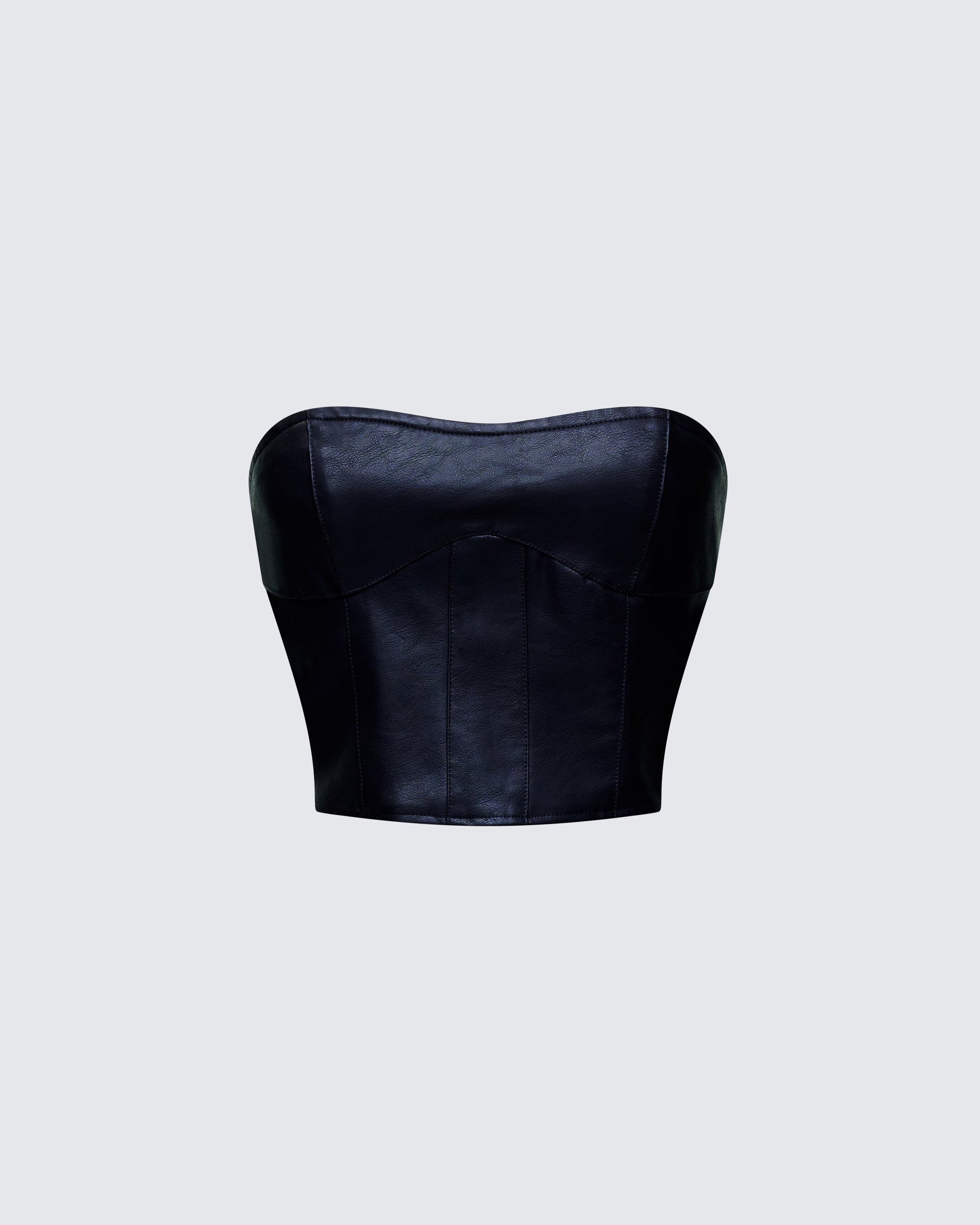 Novia Black Vegan Leather Corset Top product front