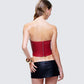 Women's red corset top close-up detail – FINESSE