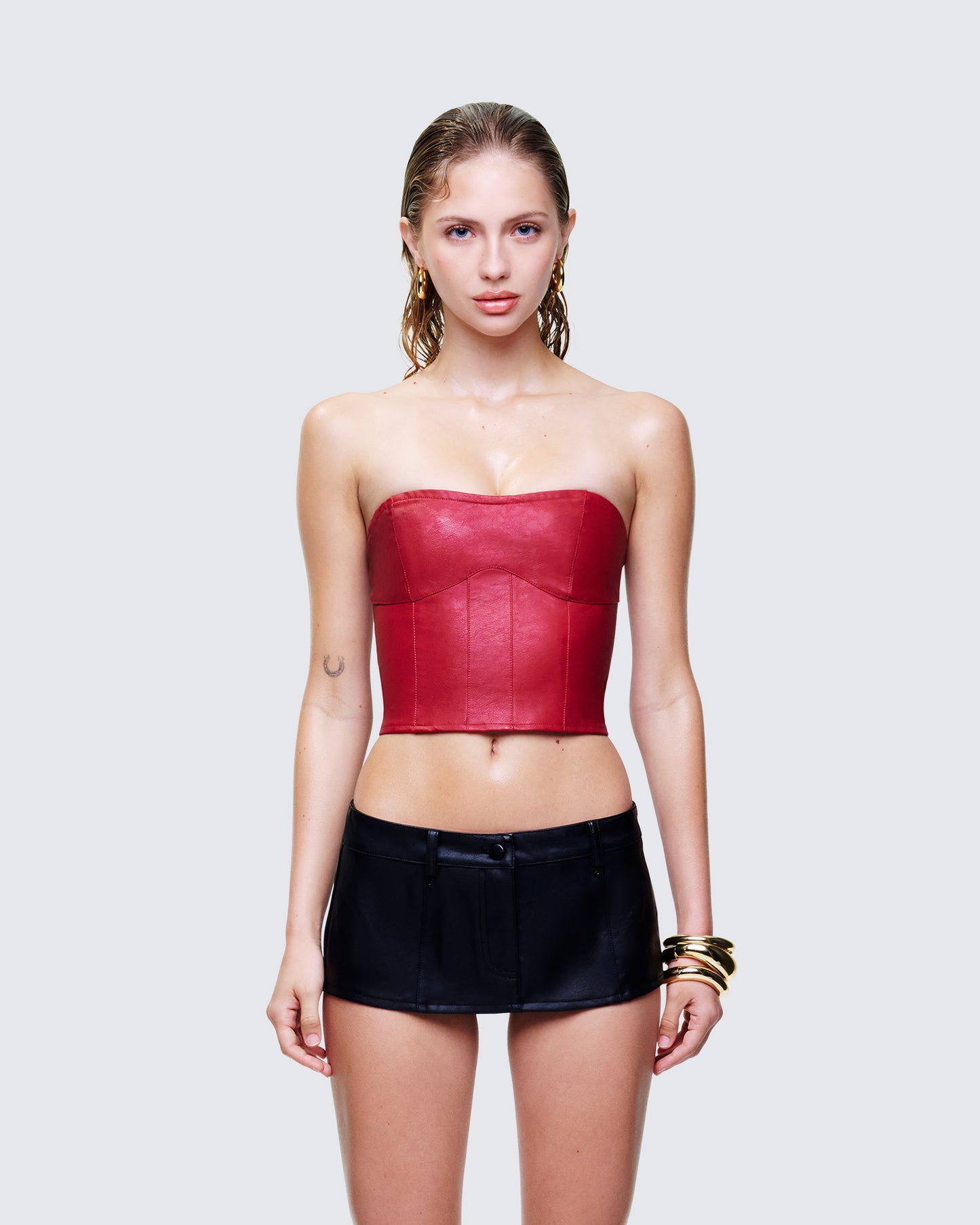 Women's red corset top front view – FINESSE