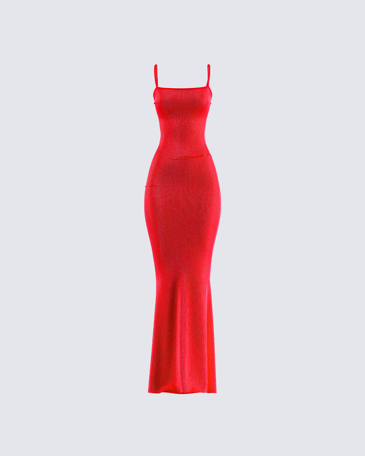 Red Halter Maxi Dress - Sheer Mesh Mermaid Gown FINESSE Red Halter Maxi Dress - Sheer Mesh Mermaid Gown FINESSE