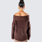 Nyx Brown Off Shoulder Sweater Top