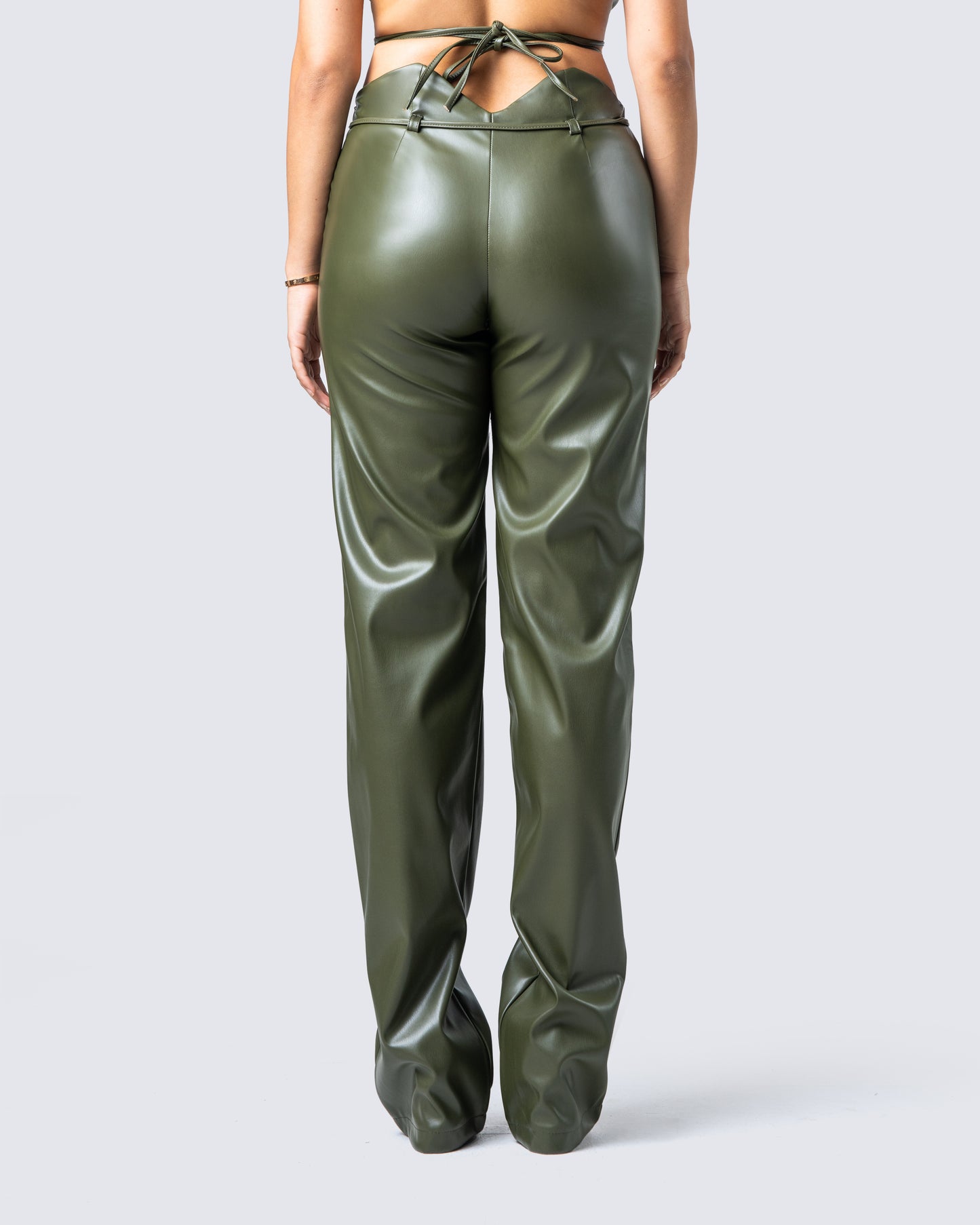 Nadir Olive Vegan Leather Pant
