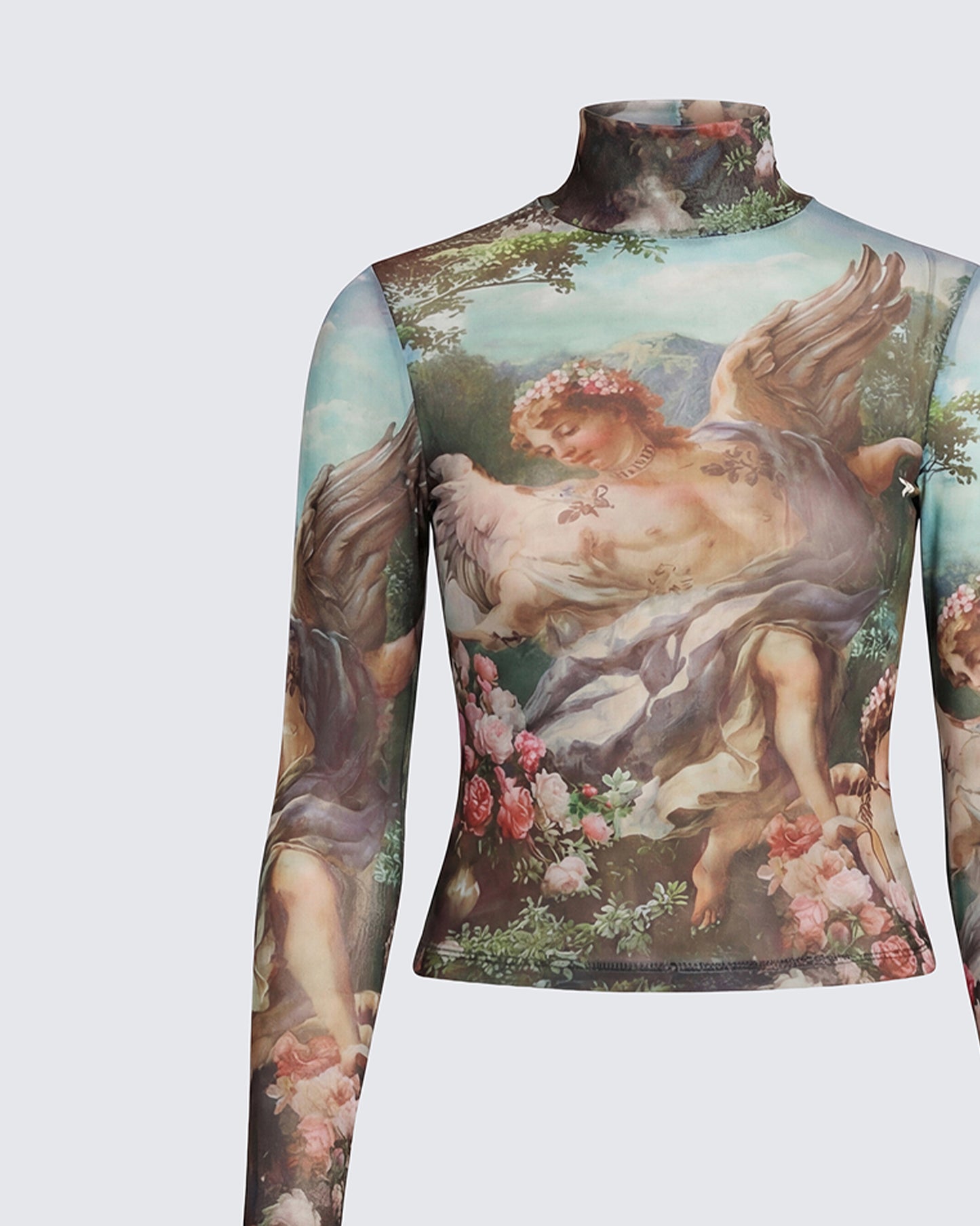 Neo Print Mesh Tatt Cherub Top